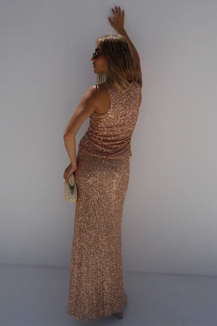 Gold Sequin Dorris Skirt