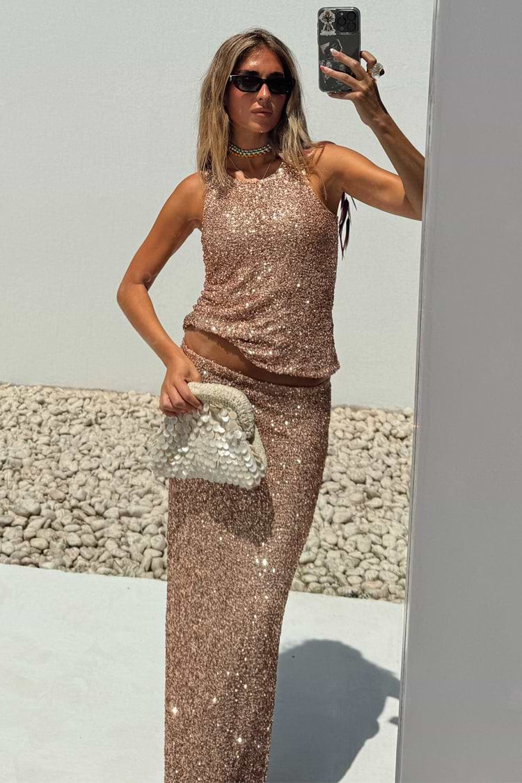 Gold Sequin Dorris Skirt