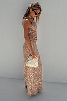 Thumbnail for caption_Model wears Gold Sequin Tank Top in UK size 10/ US 6