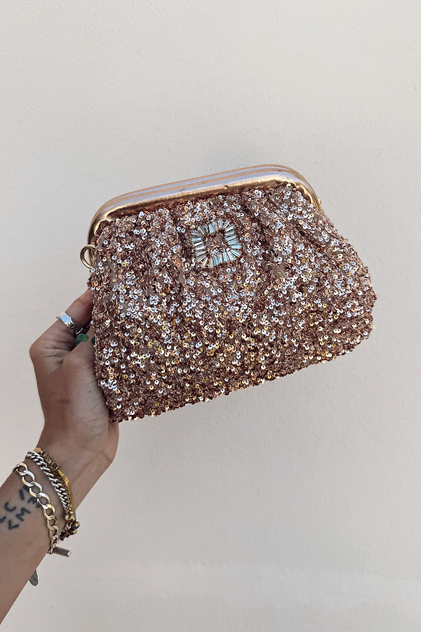 SEQUIN POUCH BAG GOLD