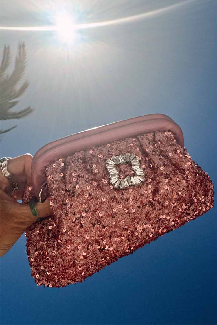 Pink sparkly clutch hotsell