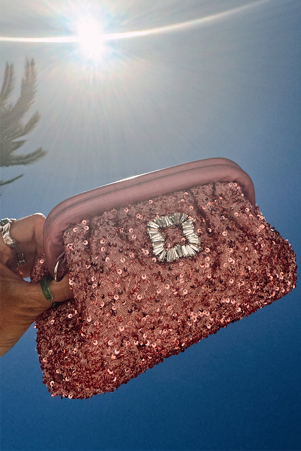 Pink Sequin Clutch Bag