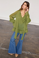 Thumbnail for caption_Model wears Olive Elinor Blouse in UK size 10/ US 6