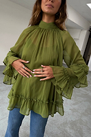 Thumbnail for caption_Model wears Olive Elinor Blouse in UK size 10/ US 6