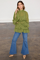 Thumbnail for caption_Model wears Olive Elinor Blouse in UK size 10/ US 6