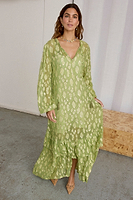 Thumbnail for caption_Model wears Green Jacquard Harmony Dress  in UK size 8/ US 4