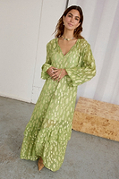 Thumbnail for caption_Model wears Green Jacquard Harmony Dress  in UK size 8/ US 4