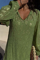 Thumbnail for Green Jacquard Harmony Dress Petite