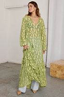 Thumbnail for caption_Model wears Green Jacquard Harmony Dress  in UK size 8/ US 4