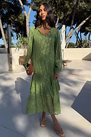 Thumbnail for Green Jacquard Harmony Dress Petite