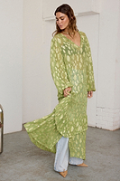 Thumbnail for caption_Model wears Green Jacquard Harmony Dress  in UK size 8/ US 4