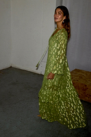 Thumbnail for caption_Model wears Green Jacquard Harmony Dress  in UK size 8/ US 4