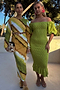 Olive Jojo Dress with Gold Fleck