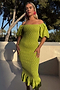 Olive Jojo Dress with Gold Fleck