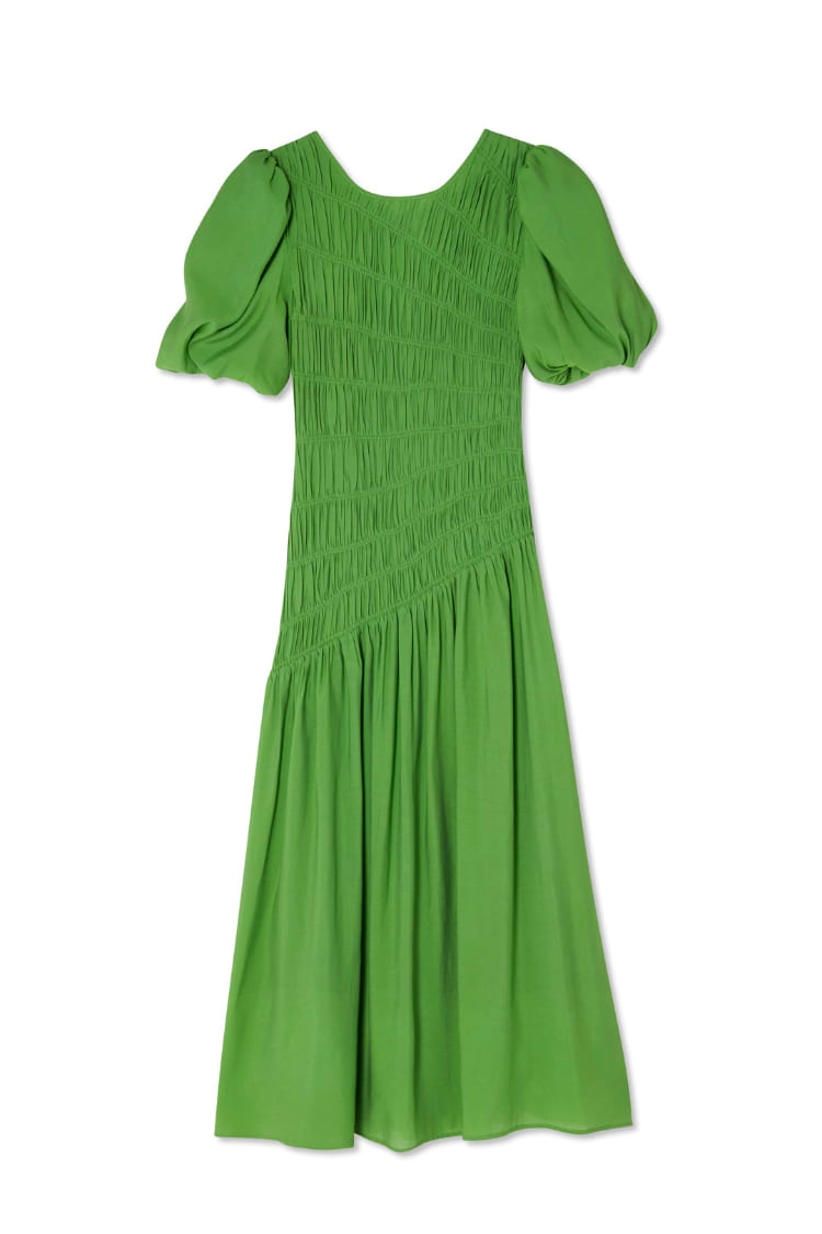 Green Shirred Nara Dress