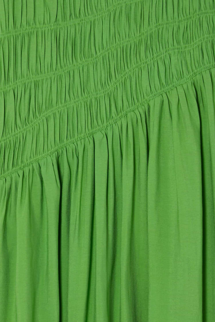 Green Shirred Nara Dress