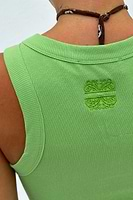 Thumbnail for caption_Model wears Green Ribbed Tank Top in size S