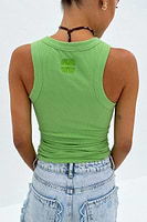 Thumbnail for caption_Model wears Green Ribbed Tank Top in size S