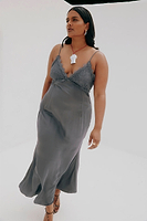 Thumbnail for caption_Model wears Grey Reha Dress in UK size 16/ US 12