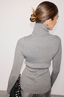 Thumbnail for caption_Model wears Gunmetal Rib Knit Top in size S