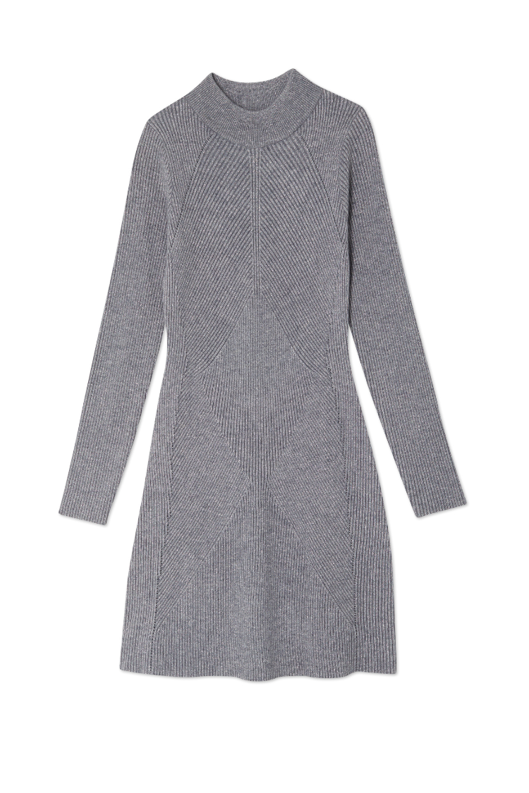 Gunmetal Rib Knit Mini Suki Dress