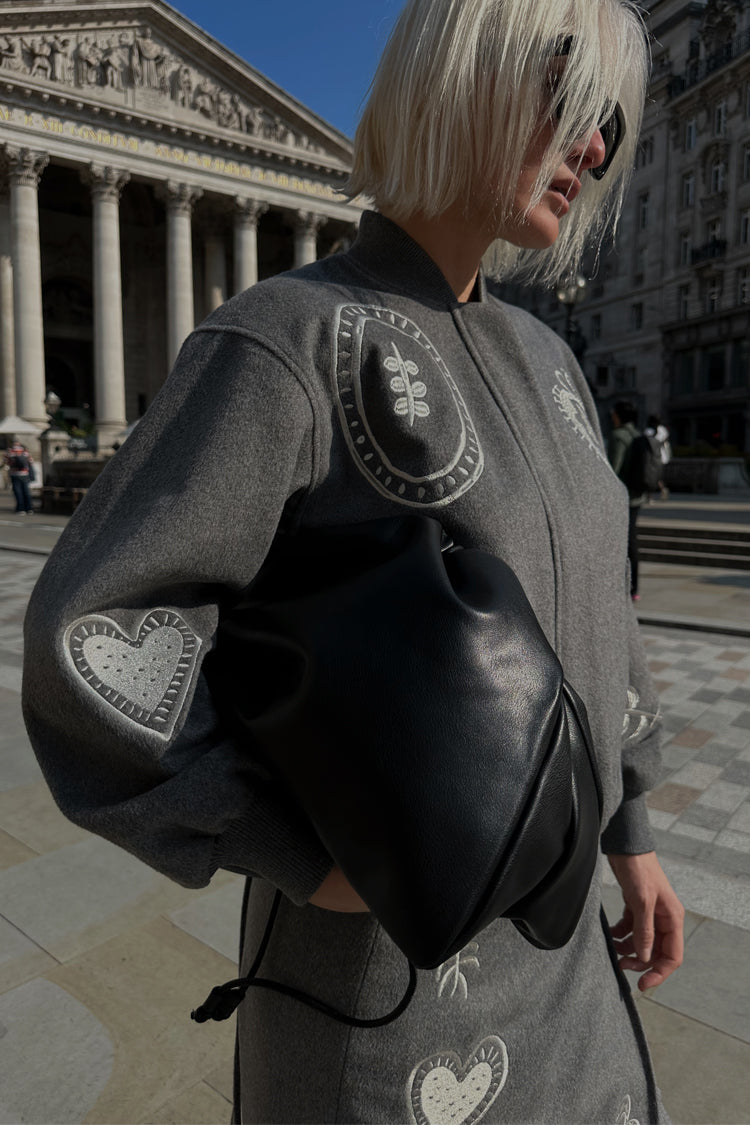 Grey Midnight Romance Bomber