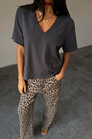 Thumbnail for caption_Model wears Grey T Shirt  in size M