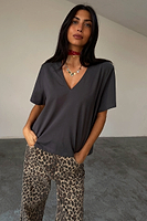 Thumbnail for caption_Model wears Grey T Shirt  in size M