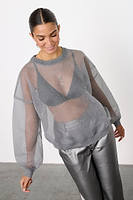 Thumbnail for caption_Model wears Gun Metal Zazi Jumper in UK size 10/ US 6