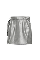 Thumbnail for Gunmetal Vegan Leather Mini Jaspre Skirt