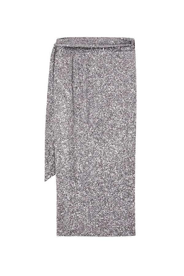 Warehouse velvet sequin midi skirt silver cheap