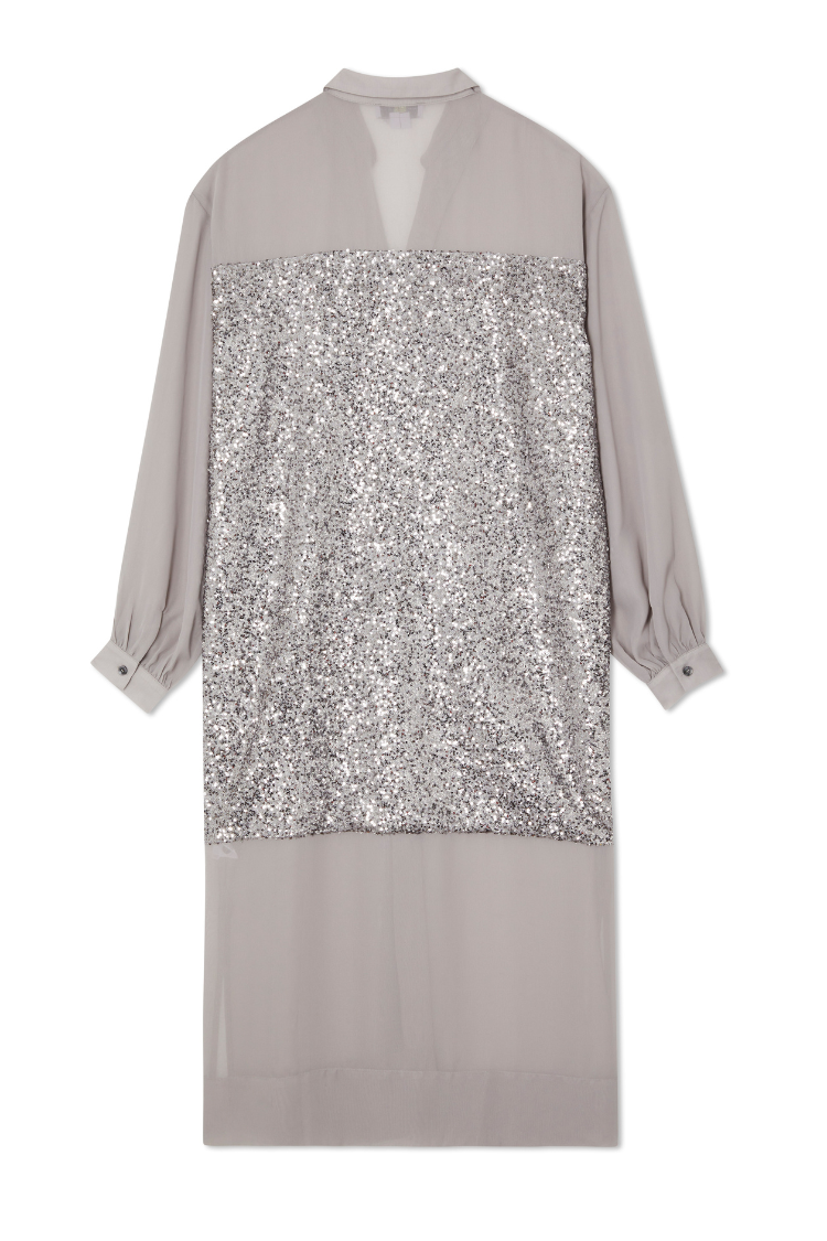 Gunmetal Sequin Lila Shirt Dress