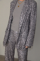 Thumbnail for caption_Model wears Gunmetal Sequin 54 Blazer in UK size 10/ US 6