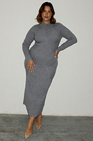 Thumbnail for caption_Model wears Gunmetal Rib Knit Suki Dress in size XL