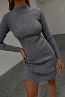 Thumbnail for caption_Model wears Gunmetal Rib Knit Mini Suki Dress in size M