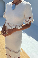 Thumbnail for caption_Model wears Ivory and Red Harper Dress in size S