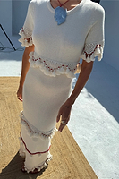 Thumbnail for caption_Model wears Ivory and Red Harper Dress in size S