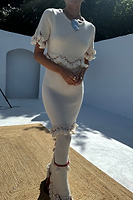 Thumbnail for caption_Model wears Ivory and Red Harper Dress in size S