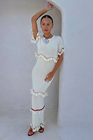 Thumbnail for caption_Model wears Ivory and Red Harper Dress in size S