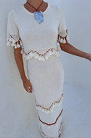 Thumbnail for caption_Model wears Ivory and Red Harper Dress in size S