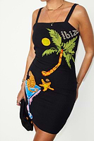 Thumbnail for caption_Model wears Black Ibiza Catalina Mini Dress in UK size 10/ US 6