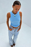 Thumbnail for caption_Model wears Ice Blue Ribbed Tank Top in UK size 10/ US 6