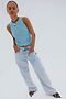 Ice Blue Ribbed Tank Top