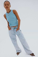 Thumbnail for caption_Model wears Ice Blue Ribbed Tank Top in UK size 10/ US 6