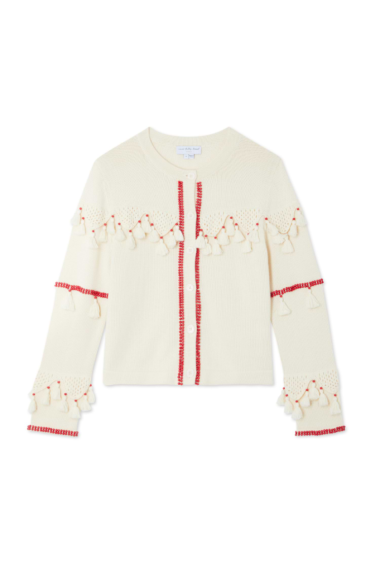 Ivory and Red Harper Cardigan