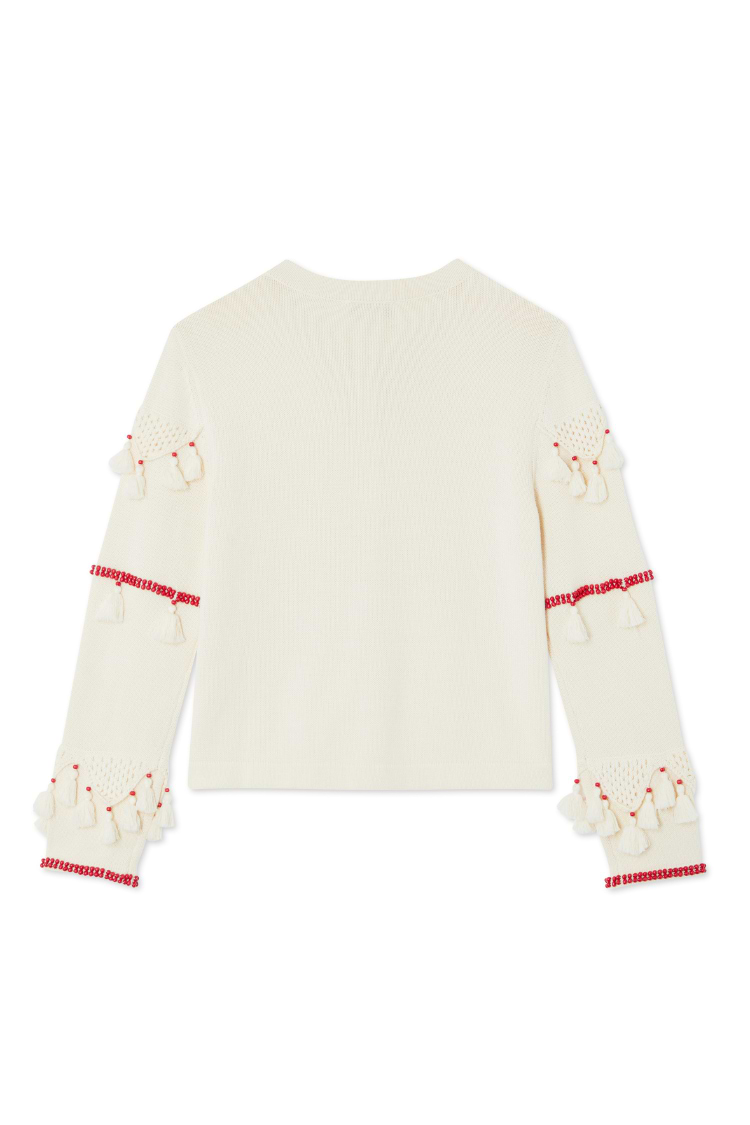 Ivory and Red Harper Cardigan