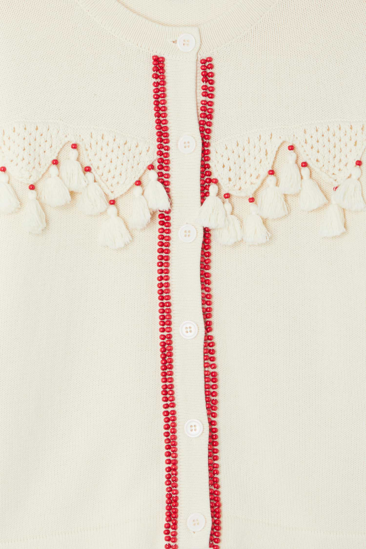 Ivory and Red Harper Cardigan