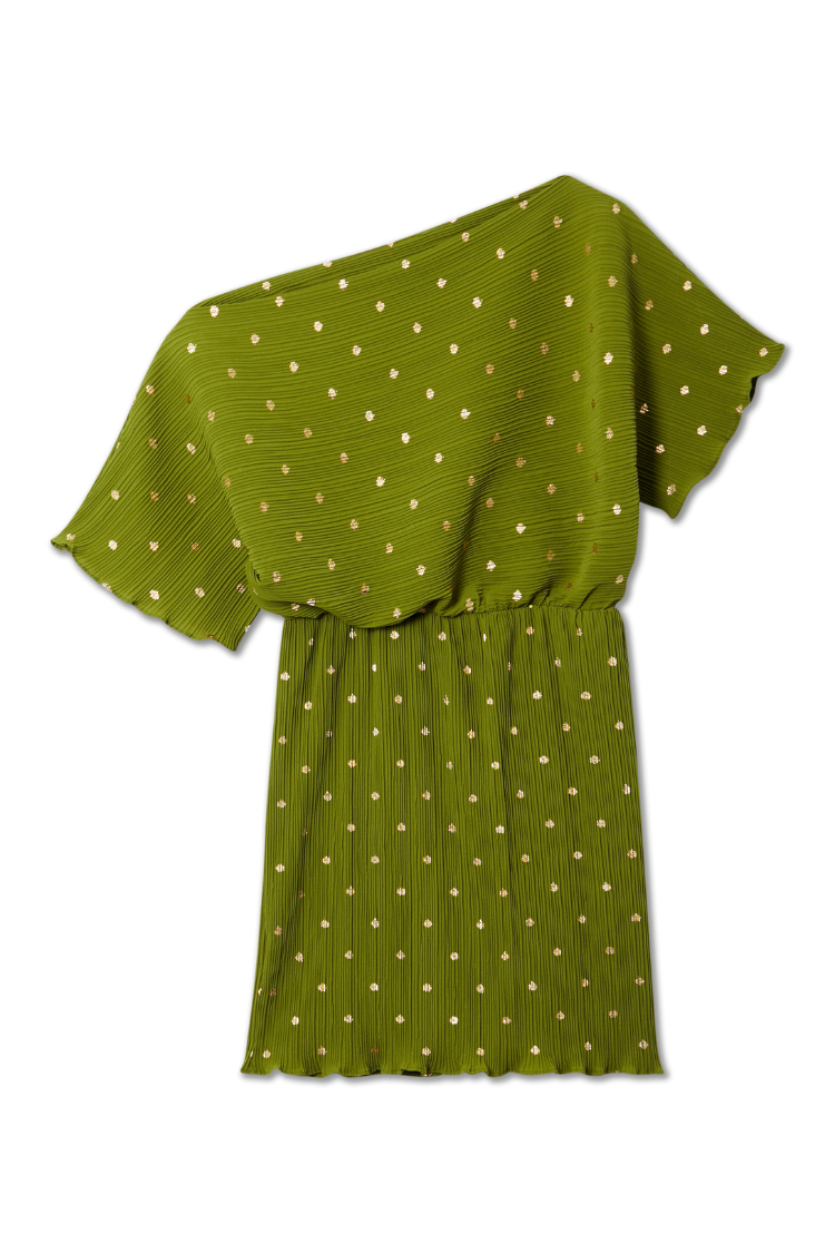 Khaki Mini Plisse Tilly Dress