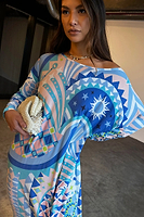Thumbnail for caption_Model wears Blue Tropical Lagoon Jem Dress in Size S/M