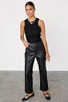 Thumbnail for caption_Model wears Black Vegan Leather Trousers in UK size 10/ US 6